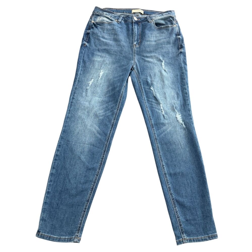 Eloquii Denim Jeans Womens 14V Distressed Straight Leg Plus Size Stretch